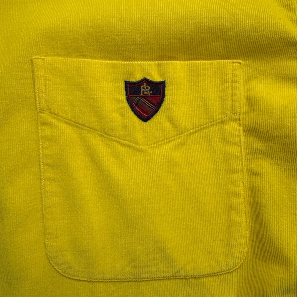 Ralph Lauren Golf Corduroy Button Down Shirt Men M Yellow Long Sleeve Crest Logo - Picture 2 of 12
